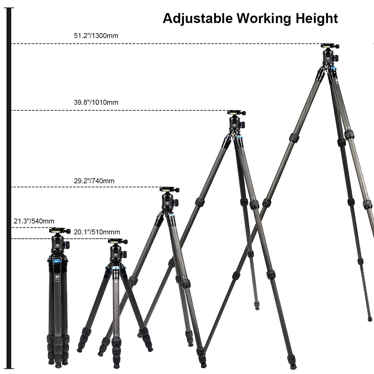 Sirui Am 254 Carbon Fiber Tripod With K20X Ball Head, Compact Travel Tripod Kit With Quick Release Plate (Am 254+K20X)